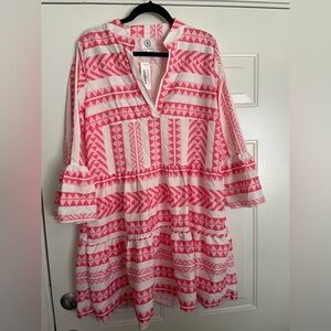 Neon Coral Patterned Dress